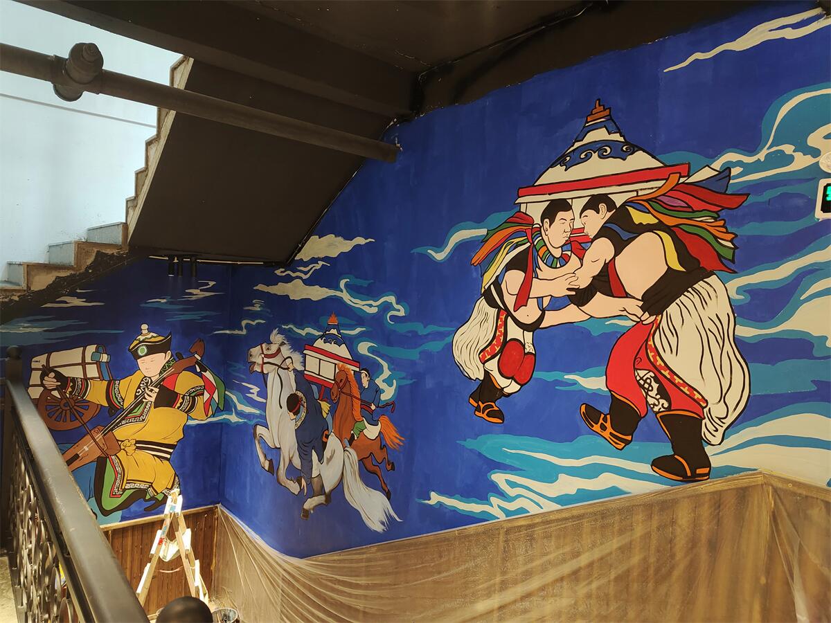 铜仁蒙古风主题餐厅墙绘